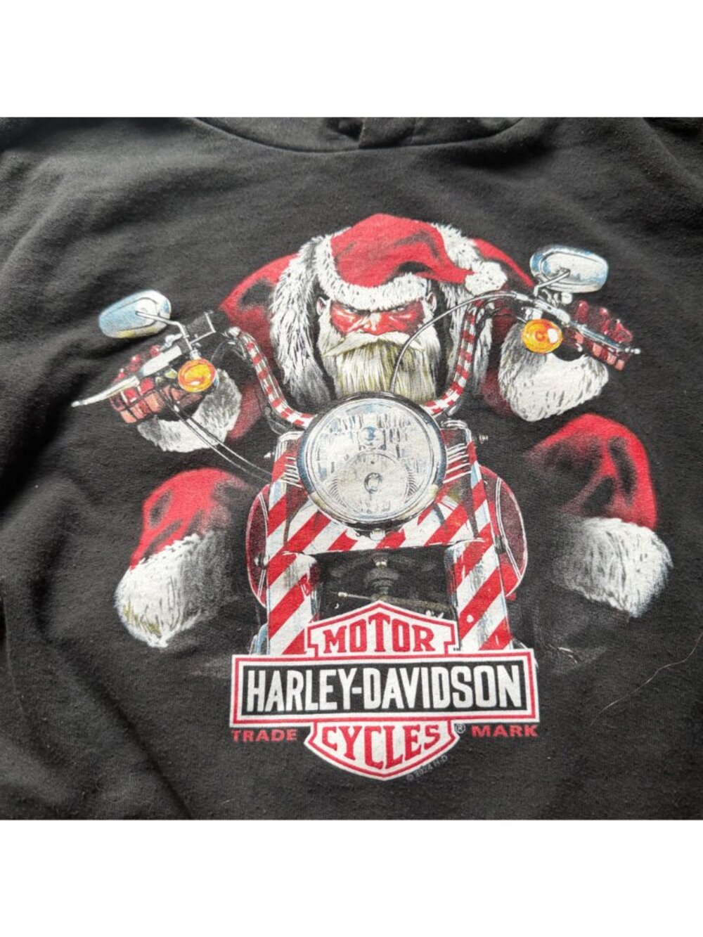 Harley-Davidson Christmas Hoodie Santa Riding Motorcycle Black L - Picture 2 of 5